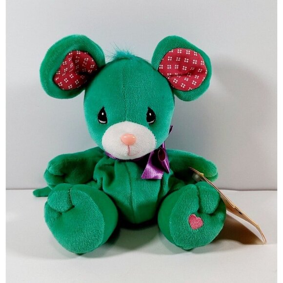 Precious Moments Tender Tails Plush "Rosie"  the mouse Green 1998 Vintage - Picture 1 of 6